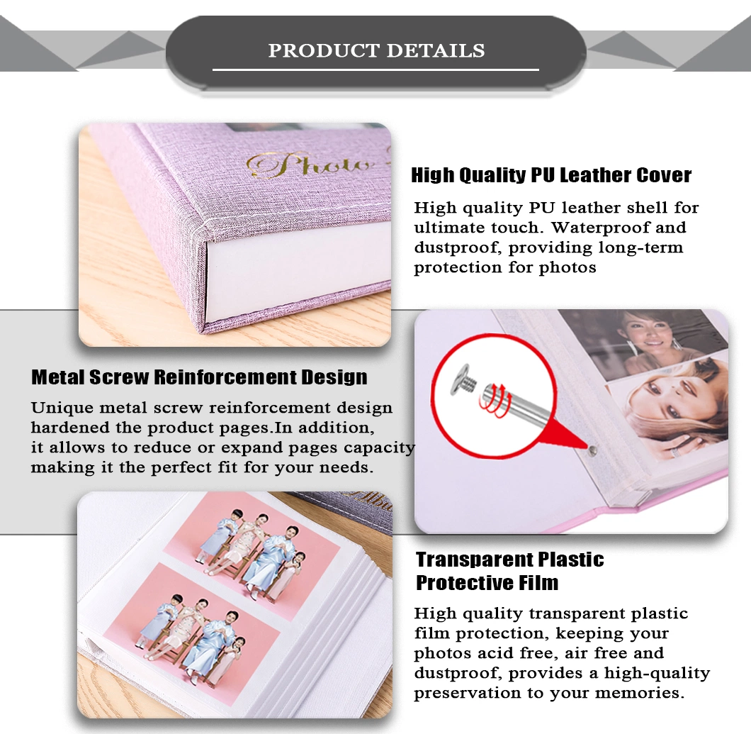 Wedding Memorial Book Baby Picture Frame Family PU Leather Photo Album