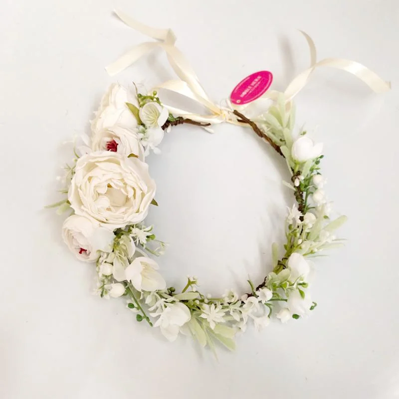 Floral Wedding Crown Photograph Artificial White Flower Head Wreath