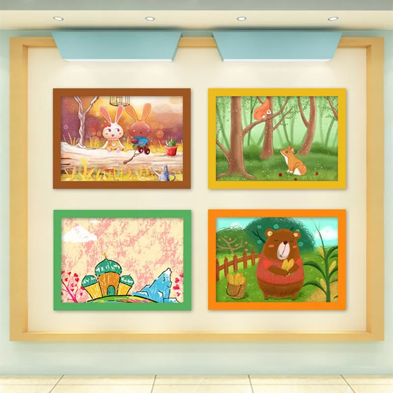 Children&prime; S Simple Solid Wood Picture Frame Kindergarten Painting Photo Frame 0698